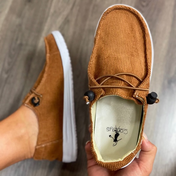 NIBl CORKYS ”Kayak” Cognac Corduroy Slip On Loafers / Flats - Picture 5 of 10